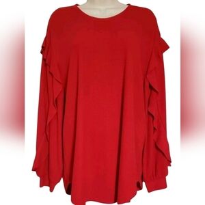 WESTBOUND TOP RUFFLED SLEEVES SZ XL RED